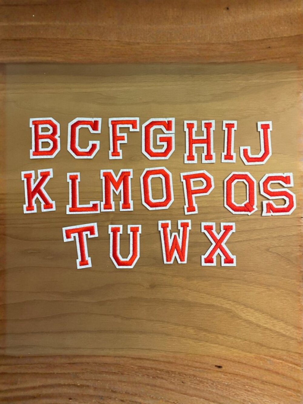 Iron On Patches 18 PCS Red & White Alphabet (SKU: 64MI)